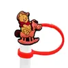 Gorra de Paja de Dibujos Animados Winnie the Pooh Transfronteriza Taza de Agua Creativa Cubierta de Popote de Silicona Tapón de Popote a Prueba de Polvo Venta al por Mayor en Stock