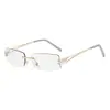 Gafas para Miopía que Cambian de Color, Cuadradas sin Montura de Moda, Elegantes Retro para Mujer, Fotosensibles de Gama Alta, Tendencia Street Style, Gafas Coreanas