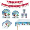 Decoración Navideña Transfronteriza de Temporada Diseño para Fiesta Plato de Papel Vaso de Papel Servilleta de Papel Mantel Plato Desechable para Cena Paquete de Vajilla