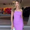 Verano 2024 Nuevo Europeo y Americano Amazon Transfronterizo para Mujer Color Sólido Hombros Descubiertos Sexy Sin Tirantes Ajustado al Cuerpo Vestido de Cadera