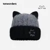 Wan YanChapéu de Tricô Fofo Estilo Retrô Japonês com Orelhas de Gato Feminino Outono Inverno Moda Versátil Quente Proteção para Orelhas Chapéu Pulôver