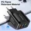Cargador luminoso mariposa 3USB 2.4A solución IC smartphone tableta universal cabezal de carga de viaje Venta al por mayor