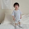 Terno Listrado Infantil Verão Roupa de Bebê 2025 Verão Novo Estilo Coreano Roupa Infantil Roupa de Verão para Bebê Conjunto de Duas Peças