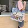 Estilo étnico Grande Lona Sacola Cartoon Animal Elefante KT Gato Grande Capacidade Bordado Bolsa de Ombro Estudante Tweet Bolsa