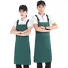 Avental com alça de ombro ajustável logo de catering impressão roupas de trabalho de cozinha cor sólida cintura comercial