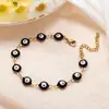 Tohm Pulsera de Acero Inoxidable Color Mixto Chapado en Oro 8mm Forma de Ojo Hecha a Mano Moda Colorida Esmalte Accesorio Pulsera para Mujeres