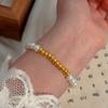 Pulseira de Prata de Lei S925 com Pérola Irregular Natural Feminina Contas Prata Quebrada Estilo Frio Nicho Elegante Versátil Joia