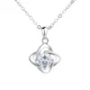 Collar de Plata de Ley 925 Trébol de Cuatro Hojas Circonita Simple Ins Clásico Colgante de Topacio Moda Personalidad Cadena para Clavícula Estilo Japonés y Coreano