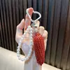 Pingente de chaveiro de corrente de pérolas com espiga de milho, chaveiro fofo de milho para casais, chaveiro para carro e bolsa