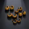 Pendientes de Acero Inoxidable con Galvanoplastia al Vacío en Forma de C, Aros Exagerados de Textura Estilo Europeo y Americano, Pendientes de Diseño de Nicho para Mujer