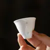 Taza de Té de Cerámica Blanca con Esmalte Verde Pintada a Mano y Estirada a Mano Inno-Guiyama, Taza de Degustación de Cerámica Creativa Hecha a Mano, Juego de Té de una Taza