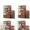 Estante Bogu Nuevo Estilo Chino Simple Estante de Almacenamiento Montado en Pared de Pie Gabinete de Té Multifuncional No Madera Maciza Bambú Gabinete de Exhibición