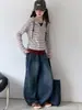 Conjunto de Otoño para Niñas Medianas y Grandes Ropa Nueva para Niños Niñas Camiseta de Rayas Top Capa Base Jeans Conjunto de Dos Piezas