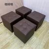 Taburete de Cuero Negro Ft Bolsa Suave Blanca Taburete de Cuadros Pequeños Taburete Bajo Probador de Puerta Taburete para Cambiarse los Zapatos Individual Sala de Estar Más Almohadilla