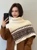 Bufanda Chal de Jacquard de Doble Cara Estilo Fair Isle Retro para Mujer Otoño/Invierno Tacto de Alta Gama Fácil de Superponer Calentador de Cuello Alto