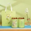 Latas Universais de Chá, Latas de Papel, Latas Vazias, Chá Preto, Chá Verde, Meio Gato, Latas Redondas Grandes Seladas de 0,5kg, Conjunto de Caixa de Presente Embalada