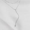 Collar Largo con Borla de Plata de Ley 925 para Mujer Estilo Simple Europeo y Americano Cuentas de Plata Cadena Doble en forma de Y para Clavícula Joyería de Moda Venta al por Mayor