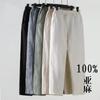 Pantalones de Lino de Verano para Hombre Delgados Sueltos Talla Grande Algodón Lino Cortos Pantalones Casuales para Hombre Estilo Chino Pantalones para Hombre Pantalones de Lino
