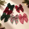 Venta Caliente Transfronteriza Pinza para el Cabello con Lazo a Cuadros Navideños Decoración Festiva Fiesta Accesorios para el Cabello a Cuadros Escoceses Europeos y Americanos