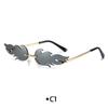 New Cross Border Flame Óculos de Sol Personalizado Moda Tendência Penas Óculos de Sol Metal Rimless Party Glasses
