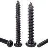 Tornillos Autoperforantes de Acero Inoxidable 201 Negros Cabeza Redonda Cruz Tornillos Autoperforantes de Cabeza Panorámica M2/M3/M4/M5/M6