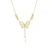 Collar de Mariposa Fu Zhu para Mujer Mismo Estilo que Xiaohongshu Moda Estilo Coreano Gipsófila Cadena Brillante para Clavícula Colgante Venta al por Mayor