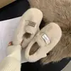 Zapatos planos de pelo estilo coreano para mujer, nueva colección otoño/invierno 2026, zapatos de algodón sin cordones con forro de felpa para abrigar, mocasines casuales