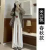 Pantalones de maternidad con lana de cordero, engrosados, nuevo estilo invierno 2026, pantalones rectos suaves y con caída, pantalones anchos de forro polar otoño e invierno