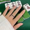 Anel Qian Duoduo Estilo Retrô Antigo e da Sorte Mahjong Feminino Nicho Moda Treze Ins Abertura Prateado