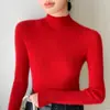 Novo Suéter de Tricô Feminino Estilo Outono 2025 Regular Gola Alta Meia Slim
