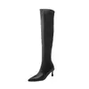 48 Europa e os Estados Unidos 32 finas de salto alto pontudas novas botas de joelho botas de cavaleiro AliExpress botas de palco comércio exterior preto