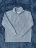 Suéter de Cuello Medio Abierto con Cremallera a Mitad y Líneas en las Cuatro Esquinas Chaqueta Mezclada Estilo Holgado Perezoso Top Tejido Unisex