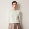 Suéter 100% cachemir para mujer, cuello redondo, engrosado, hombro raglán, jersey de manga larga, versátil, suéter de punto de alta gama