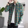 Camisa de manga larga a cuadros de moda para otoño de 2024, chaqueta informal holgada de estilo coreano para hombres y mujeres, camisa para parejas que combina con todo.