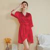 Amazon Verão Novo Pijama Poesia Lótus Feminino Luxo Leve Manga Folha de Lótus Fresco Camisola Curta Roupão Roupa de Casa