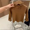 Nuevos estilos de otoño e invierno para niñas: tops de bebé, tops estilo princesa para niñas pequeñas con bordes de volantes, prendas de punto para niños, lindos y modernos