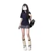 Camisa Popl de Manga a la Hombro Estilo Dopamina, Camiseta que Ceñe la Cintura para Mujer, Manga Corta Blanca de Verano Estilo Universitario Nuevo Top Ajustado
