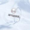 Anel de Prata de Lei S925 Feminino Diamante Completo Moissanita Pérola Natural de Água Doce Anel em T Vento Pequeno e Fragrante Anel de Prata Atacado