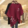 Comércio Exterior Transfronteiriço 2026 Camiseta Básica de Comércio Exterior para Mães, Manga Curta, Caimento Solto, Emagrecedora, Cobre a Barriga, Versátil, Blusa de Meia-Manga