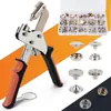 Juego de Pinzas de Presión Manual de Acero Inoxidable Tricolor de 160 Piezas con Botón Blanco Grande Broches Metálicos de Cobre Tipo Presión