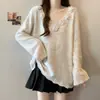 Suéter de Punto con Cuello en V y Flores Estéreo Francés para Mujer Otoño e Invierno 2025 Nuevo Diseño Holgado Estilo Suave Suéter