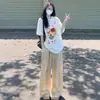 Camiseta Blanca de Algodón Puro de Manga Corta para Mujer 2026 Nueva Popular de Verano Estilo Americano Diseño de Hombro Caído Top de Media Manga