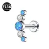 Aleación de titanio F136 popular en comercio exterior, tachuelas de ópalo para labio y oreja, joyería para piercing con rosca de 0.9, venta al por mayor, joyería de comercio exterior Temu