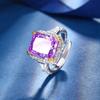 Outono e Inverno novo estilo Zhuang Sheng jóias de cobre fundo banhado a ouro banhado a flor de gelo corte de alto carbono diamante de cobre incrustado anel de diamante quadrado feminino 10*12