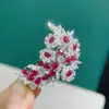 Broche colgante de rubí natural puro colgante de broche doble uso cristal rosa súper transparente tamaño 3*4mm