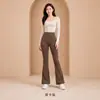 Calça flare feminina de cintura alta com forro de fleece para outono e inverno, calça longa casual para baixinhas, modeladora e alongadora, leggings esportivas para yoga
