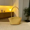 Nova Moda de Férias Estilo Coreano Primavera e Verão Bolsa de Mão Feminina Tecida, Cesta Tote, Bolsa Tote de Ombro Único em Formato de Concha, Bolsa Tecida