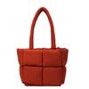 Bolsa tote feminina grande capacidade para estudantes, bolsa de ombro de classe, bolsa de tecido costurado, bolsa de cor sólida, bolsa macia e fofa