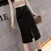 Falda bodycon de lana para mujer, nuevo estilo primavera y otoño 2026, elegante falda A-line ajustada con abertura para otoño e invierno de mujer
