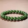 Pulseira de Jade Verde de Taiwan, Pulseira Verde Espinafre, Cordão de Contas de Material da Mongólia Exterior, Jade Hetian, Pulseira Cor de Jaspe, Cordão de Contas de Oração Budista
